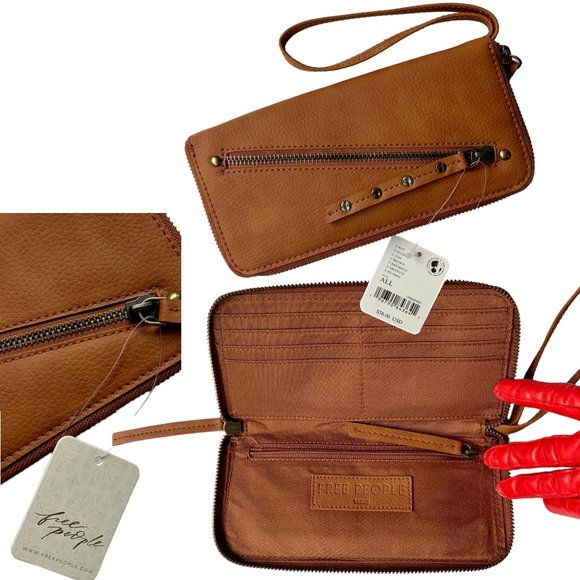 Free People Accessories - Free People Distressed Vegan Wallet/Wristlet, brown pebble texture New With Tags